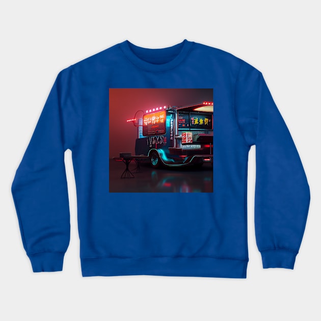 Cyberpunk Tokyo Ramen Food Truck Crewneck Sweatshirt by Grassroots Green